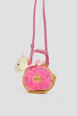 Ardene Kids Purse with Stuffed Animal in Pink | Polyester