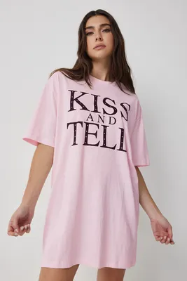 Ardene Graphic Nightshirt in Light Pink | Size | Cotton | Eco-Conscious