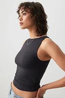 Ardene Contour Crop Boat Neck Tank Top in | Size | Elastane/Polyamide