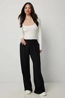 Ardene Pintuck Straight Leg Sweatpants in | Size | Polyester/Cotton | Fleece-Lined