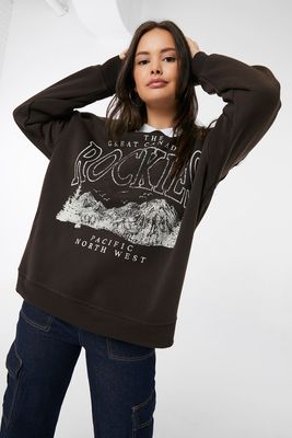 Ardene Graphic Polo Sweatshirt in | Size | Polyester | Fleece-Lined
