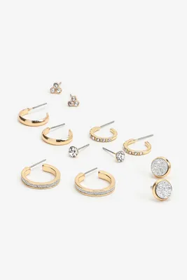 Ardene Pack of Hoop and Stud Earrings in Gold | Stainless Steel