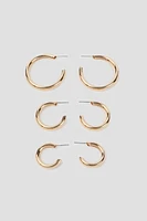 Ardene 3-Pack Thick Hoop Earrings in Gold | Stainless Steel