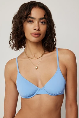 Ardene Triangle Bikini Top with Underwire in Light Blue | Size | Polyester/Nylon/Elastane | Microfiber