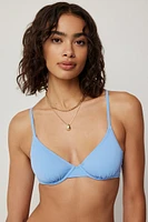 Ardene Triangle Bikini Top with Underwire in Light Blue | Size Small | Polyester/Nylon/Elastane | Microfiber