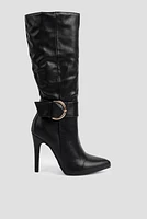 Ardene Tall Stiletto Boots in Black | Size | Faux Leather | Eco-Conscious