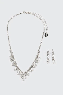 Ardene Elegant Necklace & Earring Set in Silver | Stainless Steel