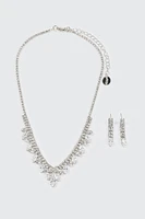 Ardene Elegant Necklace & Earring Set in Silver | Stainless Steel