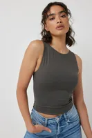 Ardene Contour Boat Neck Tank in Grey | Size | Nylon/Elastane