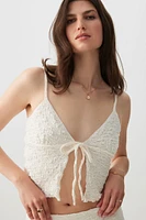 Ardene Tie Front Textured Tank Top in | Size | Polyester/Cotton/Elastane