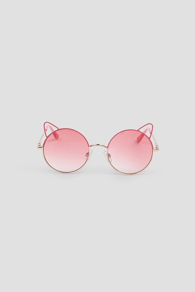 Ardene Kids Round Cat Frame Sunglasses in Light Pink