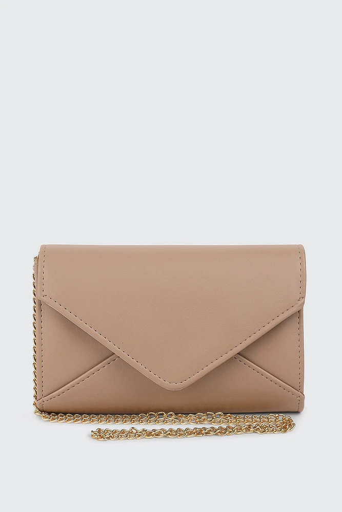 Ardene Envelope Clutch in Beige | Faux Leather/Polyester