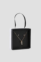 Ardene Initial E Necklace & Earring Set in Gold | Stainless Steel