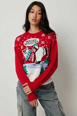 Ardene Ugly Christmas Sweater in Red | Size | 100% Acrylic