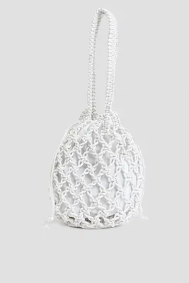 Ardene Macrame Tote Bag in White | Polyester