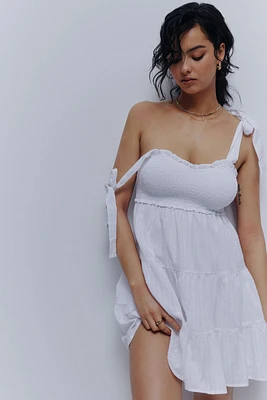 Ardene Tie-Strap Tiered Mini Dress in | Size | 100% Cotton/Polyester