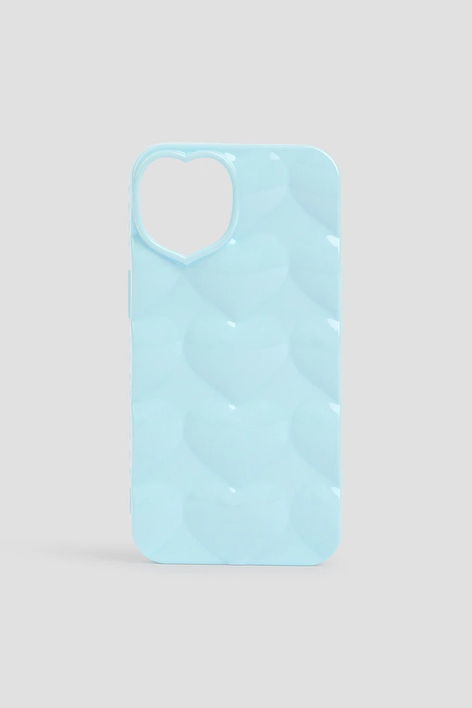 Ardene Embossed Heart iPhone 13 Case in Light Blue