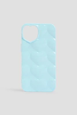 Ardene Embossed Heart iPhone 13 Case in Light Blue