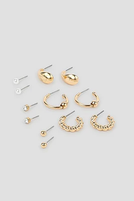 Ardene 6-Pack Pearl Studs & Hoops in Gold | Stainless Steel