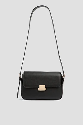 Ardene Faux Leather Crossbody Bag in Black | Faux Leather/Polyester