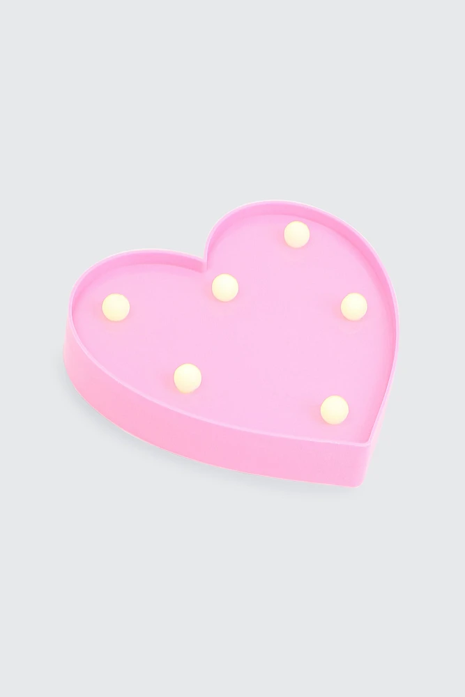 Ardene Kids Heart LED Light in Light Pink