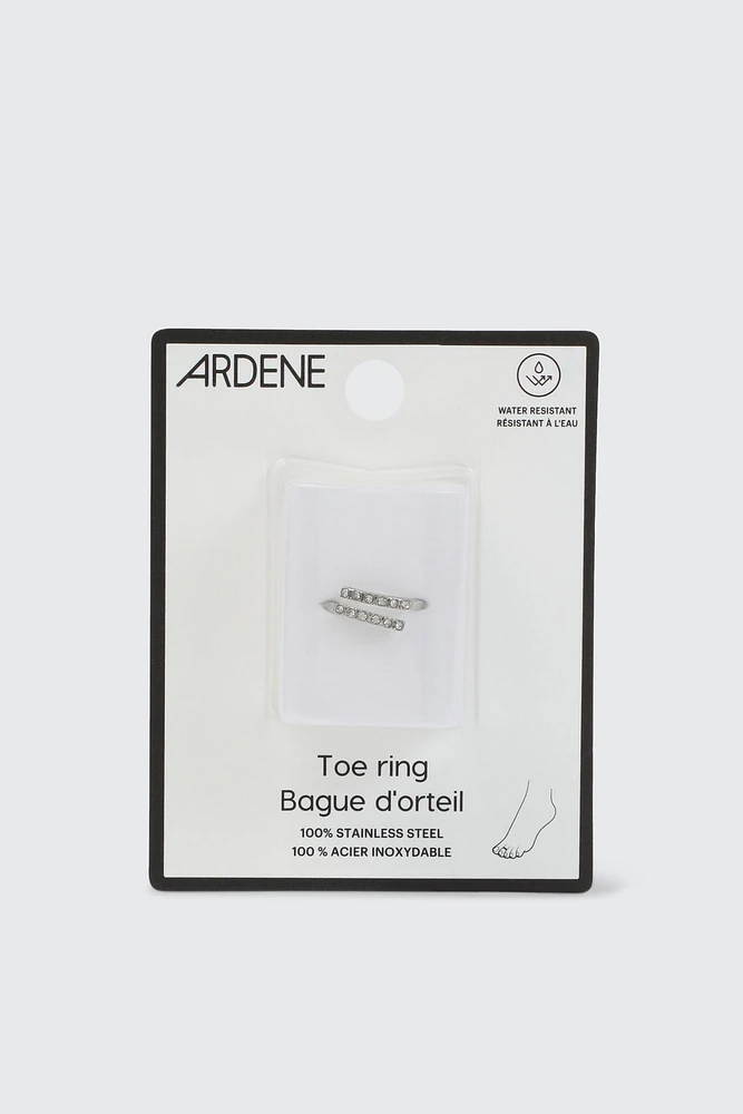 Ardene Toe Ring with Stone Details in Silver | Stainless Steel