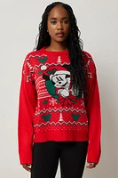 Ardene Mickey Ugly Christmas Sweater in Red | Size | 100% Acrylic