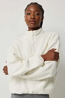 Ardene Polar Fleece 1/4 Zip Sweatshirt in White | Size | 100% Recycled Polyester | Eco-Conscious