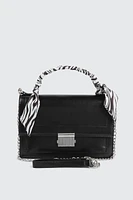 Ardene Small Tote Bag with Scarf Detail in Black | 100% Recycled Polyester/Faux Leather | Eco-Conscious