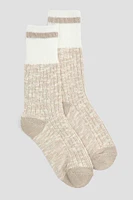 Ardene Cabin Style Boot socks in Beige | Polyester/Cotton/Elastane