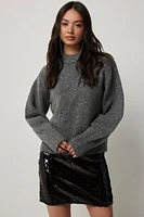 Ardene A.C.W. Shiny Bubble Sleeve Sweater in Dark Grey | Size | Polyester/Spandex