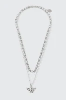 Ardene Two-Row Necklace with Angel Pendant in Silver