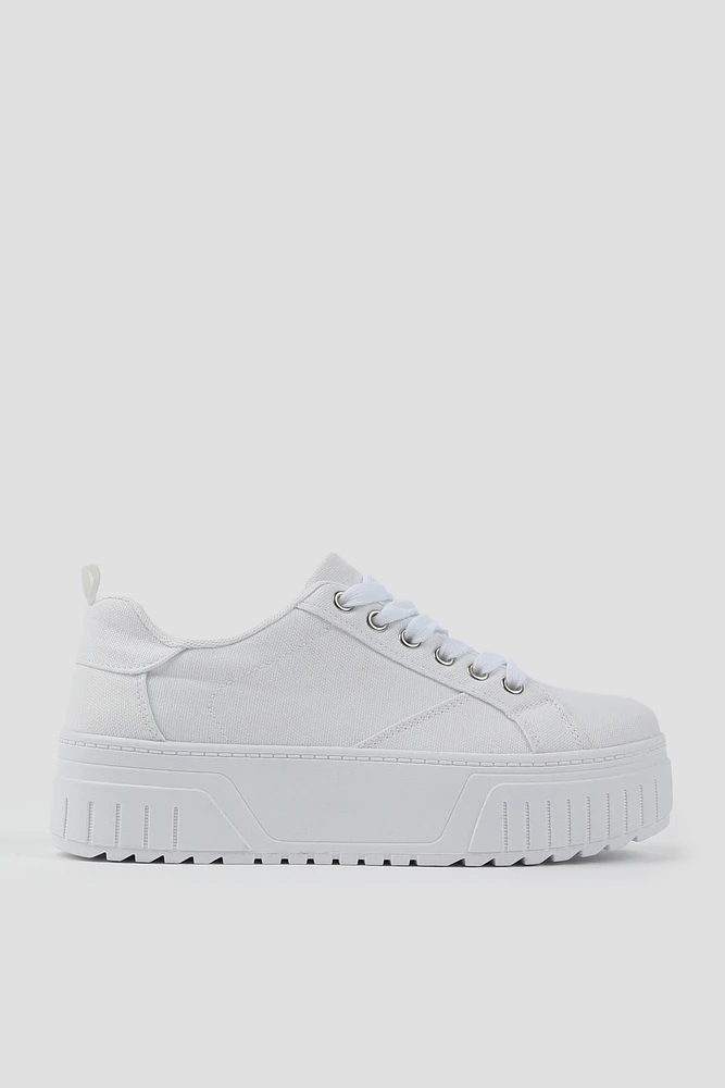 Ardene Platform Low Top Sneakers in White | Size | Eco-Conscious