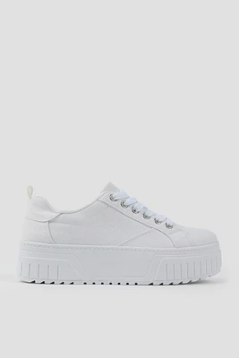 Ardene Platform Low Top Sneakers in White | Size | Eco-Conscious