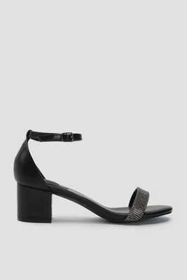 Ardene Embellished Block Heel Sandals in | Size | Faux Leather