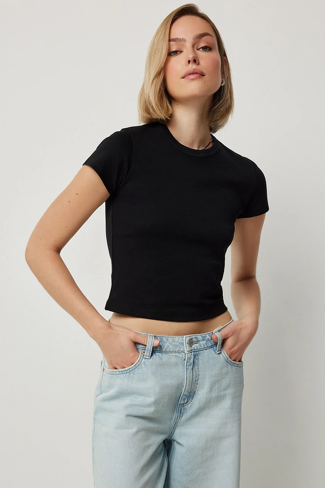 Ardene Short Crew Neck T-Shirt in | Size | 100% Cotton