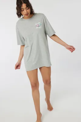 Ardene Graphic Lounge Long Tee in Light Grey | Size | 100% Cotton