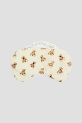 Ardene Teddy Bear Sleep Mask in Beige | Polyester