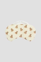 Ardene Teddy Bear Sleep Mask in Beige | Polyester