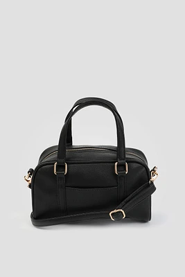 Ardene Small Bowling Bag in Black | Faux Leather/Polyester