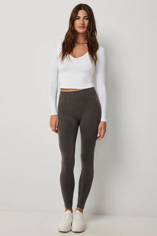 Ardene Seamless Washed Leggings in Dark Grey | Size | Polyester/Spandex