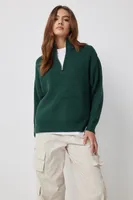 Ardene Half-Zip Mock Neck Sweater in Dark Green | Size | 100% Acrylic