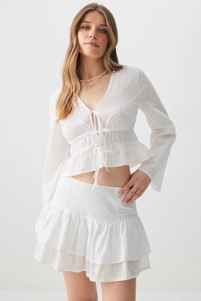 Ardene Textured Tiered Mini Skort in | Size | 100% Cotton/Polyester