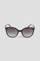 Ardene Round Cat Eye Sunglasses in Black | Size 28