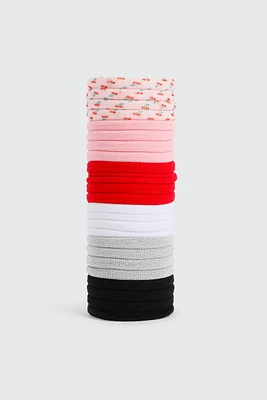 Ardene Kids 24-Pack Colorful Hair Ties in Medium Pink
