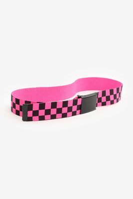 Ardene Checkerboard Belt in Pink | Size Large