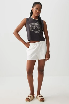 Ardene Slub Jersey Shorts in Beige | Size | Polyester/Elastane