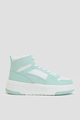 Ardene Two-Tone High Top Sneakers in Light | Size | Faux Leather