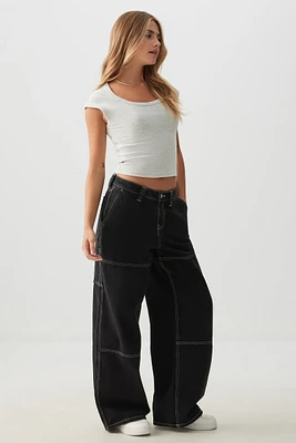 Ardene Slouchy Wide Leg Carpenter Jeans in | Size | 100% Cotton