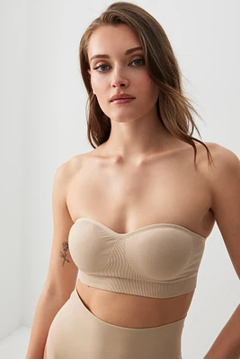 Ardene Seamless Bandeau Bra in Beige | Size | Elastane/Polyamide